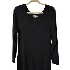 Woman Within Women's Dress Plus Size‎ 18/20 Large Black Ribbed Knit Long Sleeve